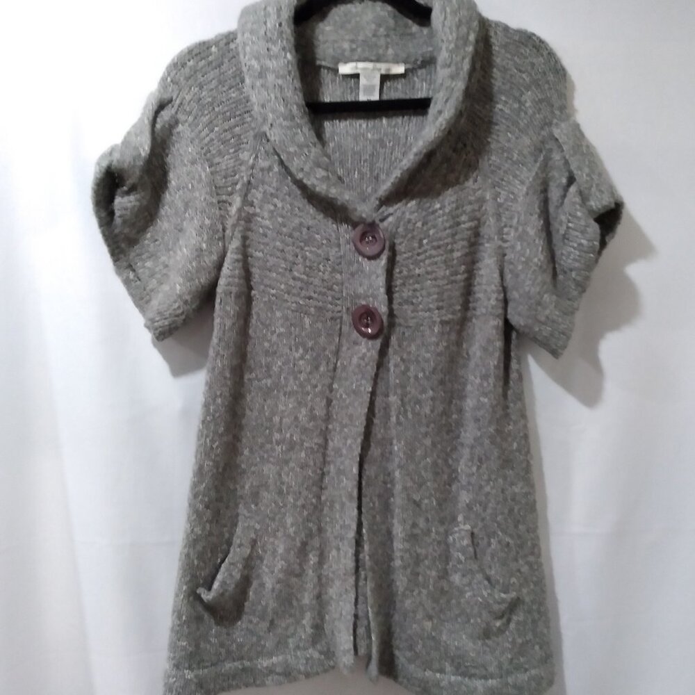 American Rag Soft Wool Blend Short Sleeve Collared Cardigan Sweater Size M EUC